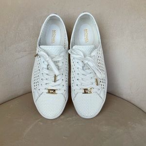 Michael Kors white woven sneaker